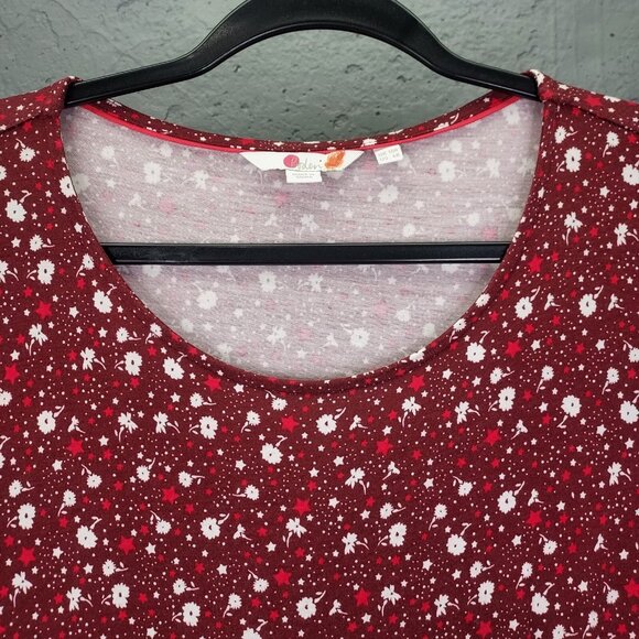 Boden Talia Dress Women Sz 6 Floral Ditsy Print Knit Pockets Burgundy 3/4 Sleeve - Picture 7 of 14